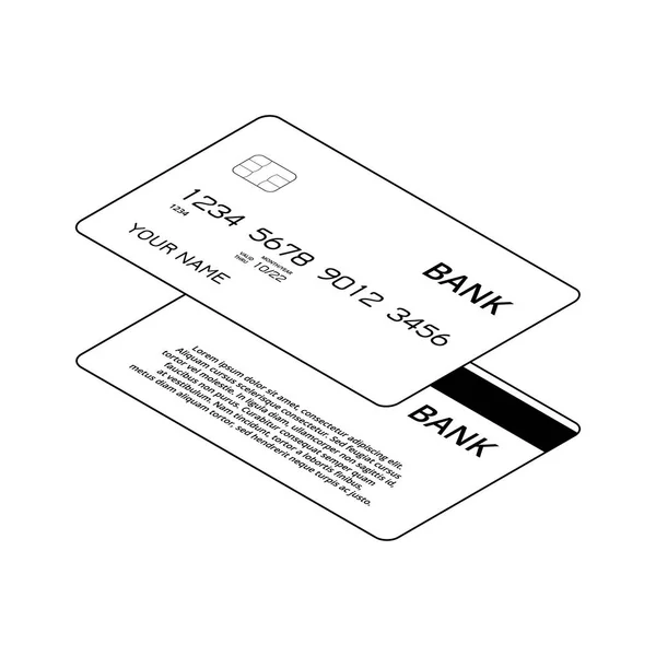 Isometrische creditcards zwart-wit concept — Stockvector