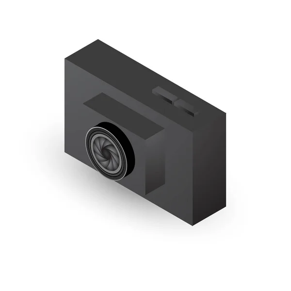 Isometrisk svart actionkamera på hvitt – stockvektor