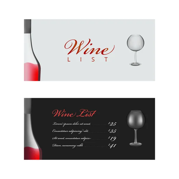 Wine list menu template on white and black