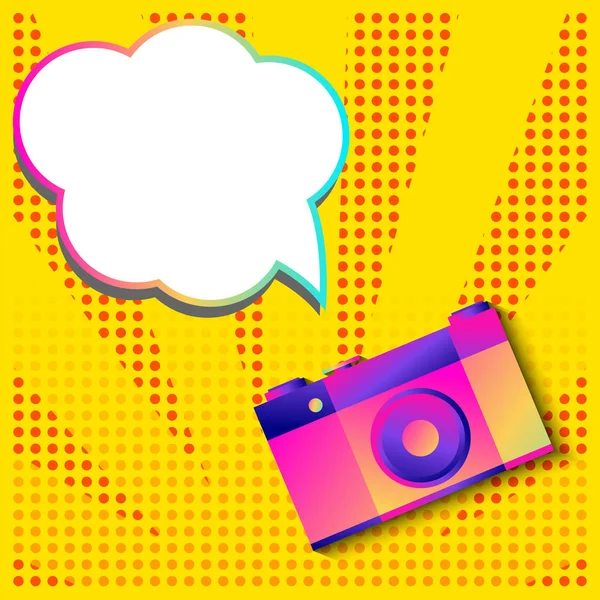 Pop art banner with retro photo camera — Stock Vector