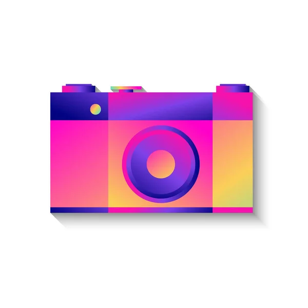 Icône de caméra photo rétro avec ombre — Image vectorielle
