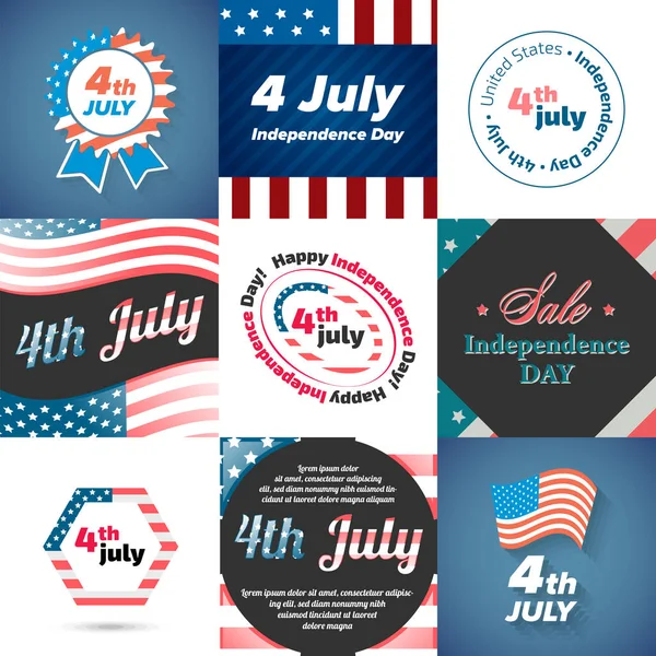 4 de julio Día de la Independencia USA. Set de Banners — Archivo Imágenes Vectoriales
