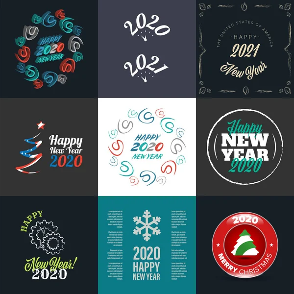 Silvester Retro Vektor Banner Set — Stockvektor