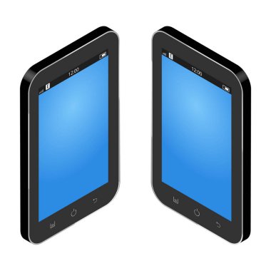 İki açıdan iometrik vektör akıllı telefon seti