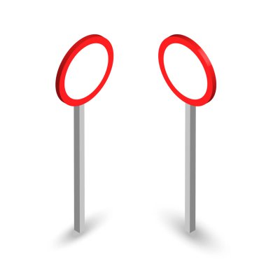 Yol kapalı izometrik işaret beyaz ayarlayın