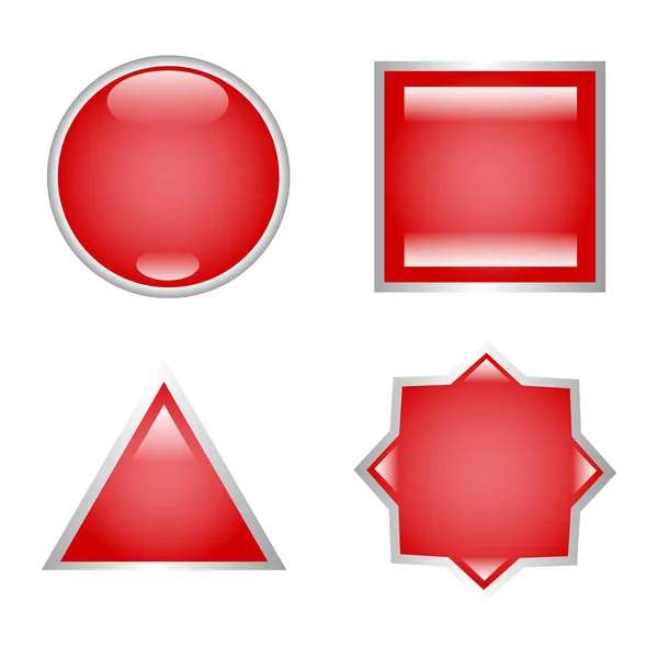 赤いベクターボタンの図形が反射で設定されています — ストックベクタ