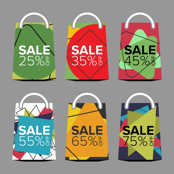 Shopping Bags templates set with abstract shapes — Stock Vector