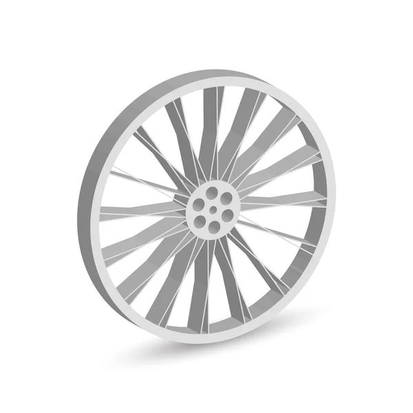 White vector bicycle wheel with the shadow — Stock Vector