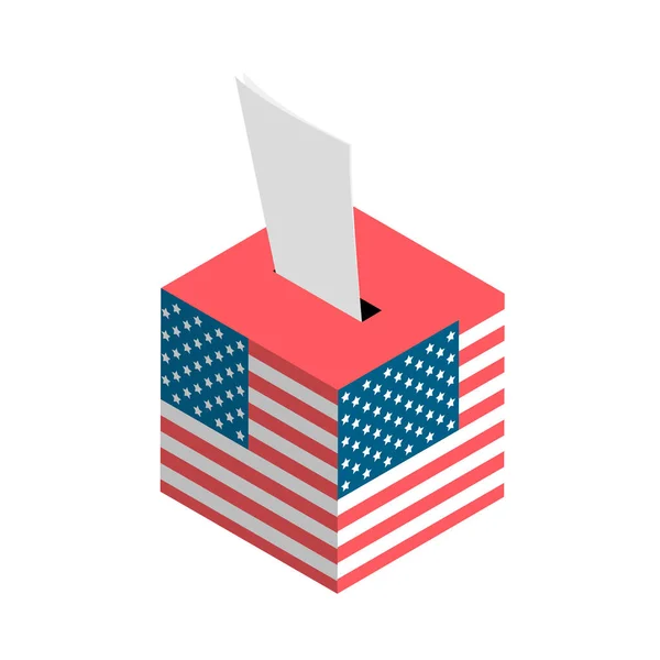 Εκλογές στις ΗΠΑ. Κουτί ψηφοδελτίων με αμερικανική σημαία — Διανυσματικό Αρχείο
