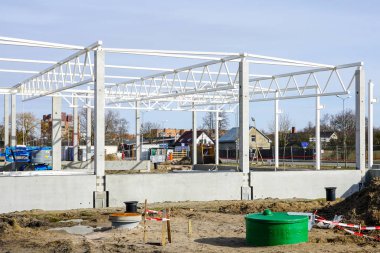 Bina inşaat, endüstriyel nesne altında metal iskelet