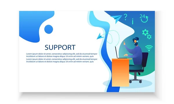 Business Concept Infographics Voor Support Platte Vectorillustratie Sjabloon Voor Web — Stockvector