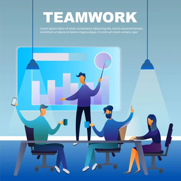 Teamwerk Business Concept Infographics Van Oplossing Partnerschap Samenwerking Ondersteuning Platte — Stockvector