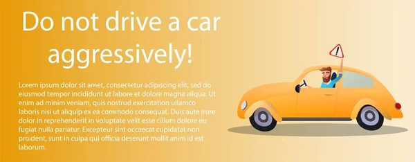Acemi sürücüler için ipuçları kartı. Yazıt. Bir araba agresif sürücü yok! Adam gösteren ünlem işareti. Kartları, siteleri, web, posterler için şablon. Infographics