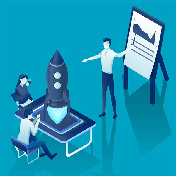 İş başlatmak kadar kavramı web sayfası, afiş, tanıtım, sosyal medya, haber için. Vektör çizim, iş projesi başlatma işlemi, planlama ve strateji, zaman yönetimi, gerçekleşme ile fikir