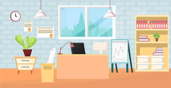 Ofis çalışanları, kira ve satış ofisi için ilginç tasarım. Tam reklam afiş, poster, web. modern iç. Vektör çizgi film resim