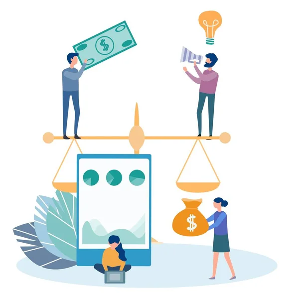 Yeni fikirler ve eski kanıtlanmış araçları ile para yapma arasında seçim yapın. Ölçekler ve grafik göstermek patronlar iş planı,. Siteler, afiş, haber için arka plan. Vektör renkli modern resimde