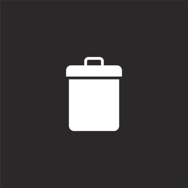çöp simgesi. Web sitesi tasarımı ve mobil, uygulama geliştirme için doldurulmuş çöp simgesi. siyah arka plan üzerinde yalıtılmış doldurulmuş temel derleme koleksiyonundan çöp simgesi.