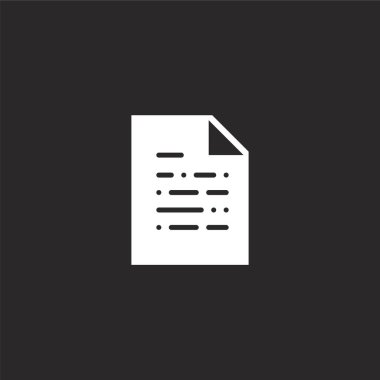 belge simgesi. Web sitesi tasarımı ve mobil, uygulama geliştirme için doldurulmuş belge simgesi. siyah arka plan üzerinde yalıtılmış doldurulmuş temel derleme koleksiyonundan belge simgesi.