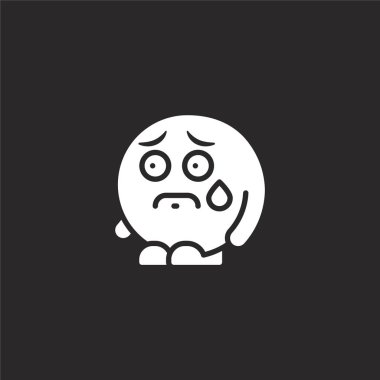 endişeli simge. Web sitesi tasarımı ve mobil, uygulama geliştirme için endişeli simge dolu. siyah arka plan üzerinde izole dolu emoji insanlar koleksiyonundan endişeli simge.
