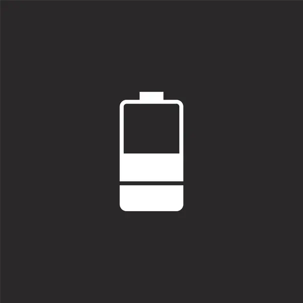 Akku-Symbol. gefüllt Akku-Symbol für Website-Design und mobile, App-Entwicklung. Batterie-Symbol aus gefüllten wesentlichen Sammlung Zusammenstellung isoliert auf schwarzem Hintergrund. — Stockvektor