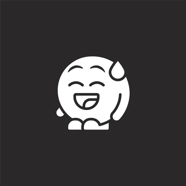 Skrattande ikon. Fyllt skrattande ikonen för spindelväv design och rörlig, App utveckling. skrattande ikon från fylld emoji människor samling isolerad på svart bakgrund. — Stock vektor