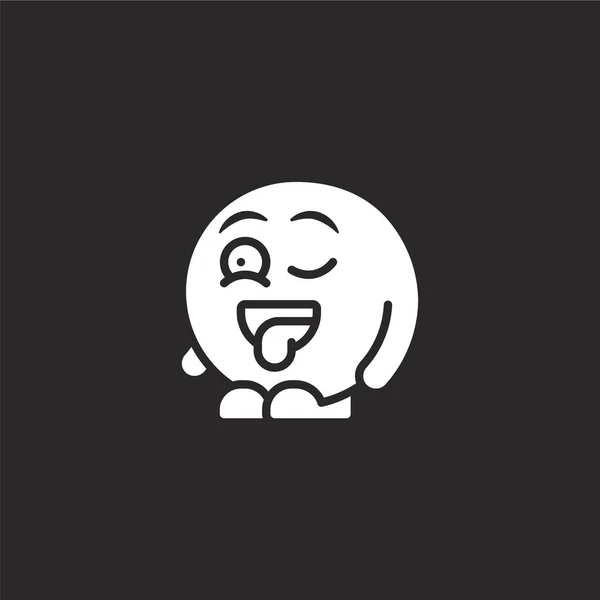 Dumme Ikone. gefüllt dummes Symbol für Website-Design und mobile, App-Entwicklung. Dummes Symbol aus gefüllter Emoji-Sammlung auf schwarzem Hintergrund. — Stockvektor