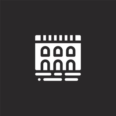bridge icon. Filled bridge icon for website design and mobile, app development. bridge icon from filled italy collection isolated on black background.