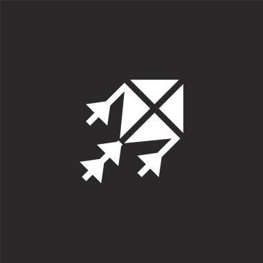 uçurtma simgesi. Web sitesi tasarımı ve mobil, uygulama geliştirme için doldurulmuş uçurtma simgesi. dolu hobiler ve serbest zaman koleksiyonu siyah arka plan üzerinde izole uçurtma simgesi.