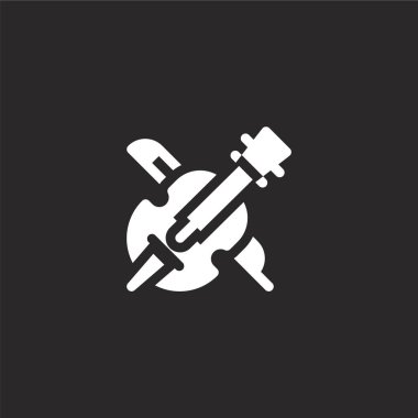 keman simgesi. Web sitesi tasarımı ve mobil, uygulama geliştirme için dolu keman simgesi. siyah arka plan üzerinde izole dolu İtalya koleksiyonundan keman simgesi.