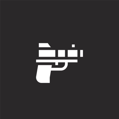 silah simgesi. Web sitesi tasarımı ve mobil, uygulama geliştirme için dolu silah simgesi. siyah arka plan üzerinde izole dolu acil servis koleksiyonundan silah simgesi.