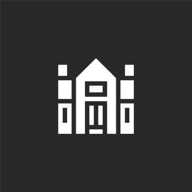 kır evi simgesi. Web sitesi tasarımı ve mobil, uygulama geliştirme için dolu kır evi simgesi. siyah arka plan üzerinde izole dolu yatak ve kahvaltı koleksiyonundan ülke evi simgesi.
