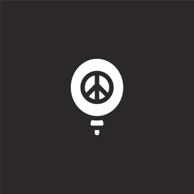 balon simgesi. Web sitesi tasarımı ve mobil, uygulama geliştirme için doldurulmuş balon simgesi. siyah arka plan üzerinde izole dolu hippiler koleksiyonundan balon simgesi.