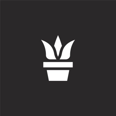 bitki simgesi. Web sitesi tasarımı ve mobil, uygulama geliştirme için doldurulmuş bitki simgesi. siyah arka plan üzerinde izole dolu hobiler ve serbest zaman koleksiyonundan bitki simgesi.