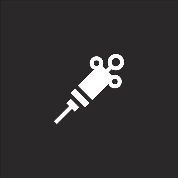 Syringe icon. Filled syringe icon for website design and mobile, app development. syringe icon from filled dental care collection isolated on black background. — Stock Vector