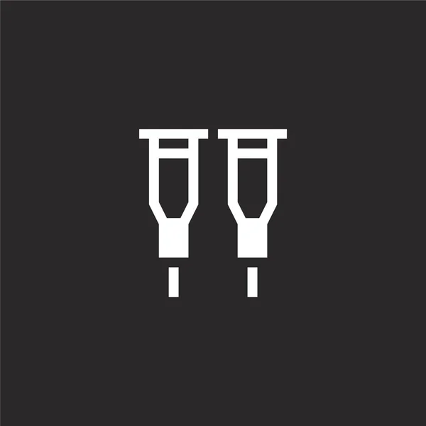 Crutches icon. Filled crutches icon for website design and mobile, app development. crutches icon from filled physiotherapy collection isolated on black background. — Διανυσματικό Αρχείο