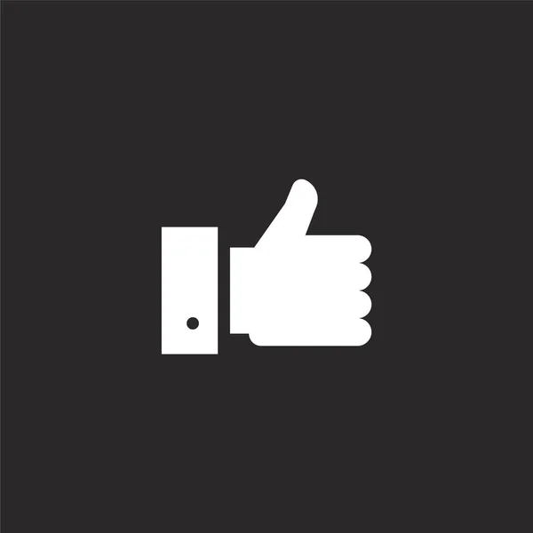 Thumbs up icon. Filled thumbs up icon for website design and mobile, app development. thumbs up icon from filled marketing collection isolated on black background. — Stock Vector