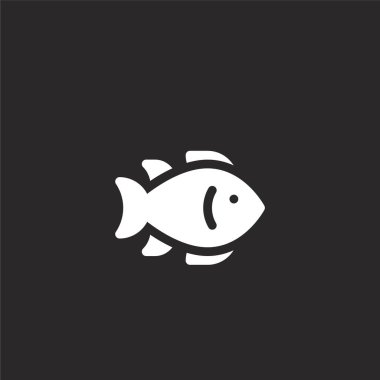 tuna icon. Filled tuna icon for website design and mobile, app development. tuna icon from filled sea life collection isolated on black background.