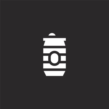 beer can icon. Filled beer can icon for website design and mobile, app development. beer can icon from filled music festival collection isolated on black background.
