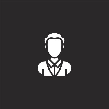 erkek simgesi. Web sitesi tasarımı ve mobil, uygulama geliştirme için doldurulmuş erkek simgesi. siyah arka plan üzerinde izole dolu profil yer tutucuları koleksiyonundan erkek simgesi.