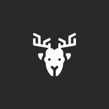 geyik simgesi. Web sitesi tasarımı ve mobil, uygulama geliştirme için doldurulmuş geyik simgesi. siyah arka plan üzerinde izole dolu orman koleksiyonundan geyik simgesi.