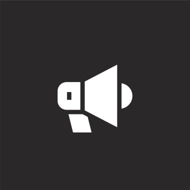 megaphone icon. Filled megaphone icon for website design and mobile, app development. megaphone icon from filled management collection isolated on black background.