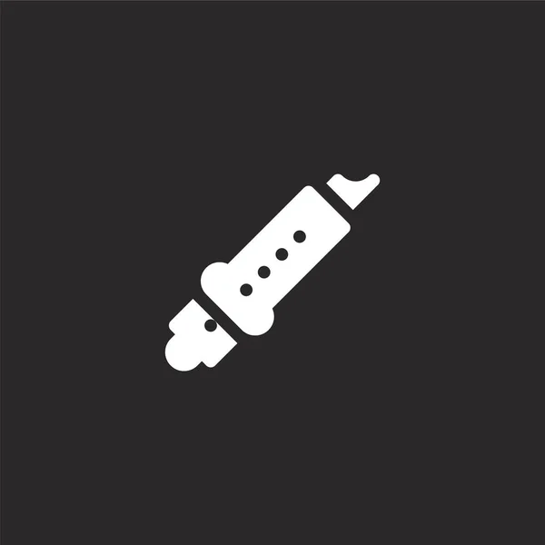 Icono de la flauta. Icono de flauta llena para el diseño del sitio web y móvil, desarrollo de aplicaciones. icono de flauta de la colección multimedia de música llena aislado sobre fondo negro . — Vector de stock