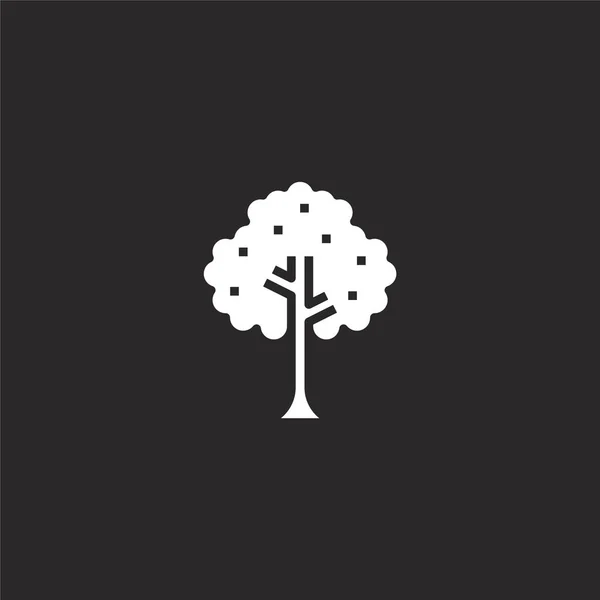 Icône d'arbre. Icône d'arbre remplie pour la conception de site Web et mobile, développement d'applications. icône de l'arbre de la collection ferme remplie isolé sur fond noir . — Image vectorielle