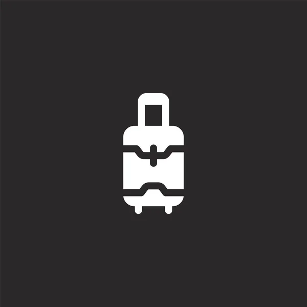 Icône bagage. Icône de bagage remplie pour la conception de site Web et mobile, développement d'applications. icône de bagage de la collection d'été remplie isolé sur fond noir . — Image vectorielle