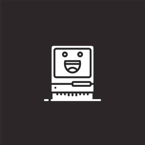 Иконка компьютера. Заполненная компьютерная иконка для дизайна веб-сайтов и мобильных приложений. иконка компьютера из заполненной милой коллекции технологий изолированы на черном фоне . — стоковый вектор