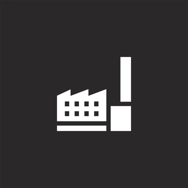 Factory icon. Filled factory icon for website design and mobile, app development. factory icon from filled city life collection isolated on black background. — 图库矢量图片