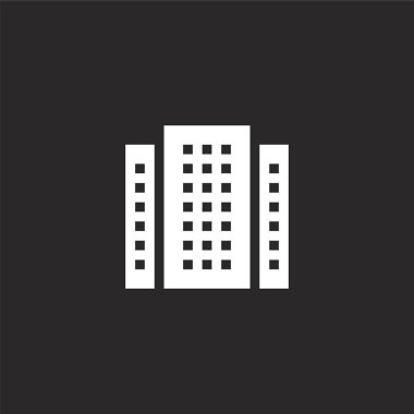 bina simgesi. Web sitesi tasarımı ve mobil, uygulama geliştirme için doldurulmuş bina simgesi. siyah arka plan üzerinde izole dolu şehir yaşam koleksiyonundan bina simgesi.
