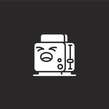 tost makinesi simgesi. Web sitesi tasarımı ve mobil, uygulama geliştirme için doldurulmuş tost makinesi simgesi. siyah arka plan üzerinde izole dolu sevimli teknoloji koleksiyonundan tost makinesi simgesi.