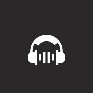 kulaklık simgesi. Web sitesi tasarımı ve mobil, uygulama geliştirme için doldurulmuş kulaklık simgesi. siyah arka plan üzerinde izole dolgulu rock and roll koleksiyonundan kulaklık simgesi.