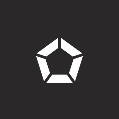 pentagon simgesi. Web sitesi tasarımı ve mobil, uygulama geliştirme için pentagon simgesi doldurulur. siyah arka plan üzerinde yalıtılmış dolu infographics elemanları koleksiyonundan pentagon simgesi.